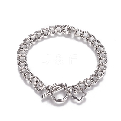 Tarnish Resistant 304 Stainless Steel Curb Chain Bracelets BJEW-I274-11S-1