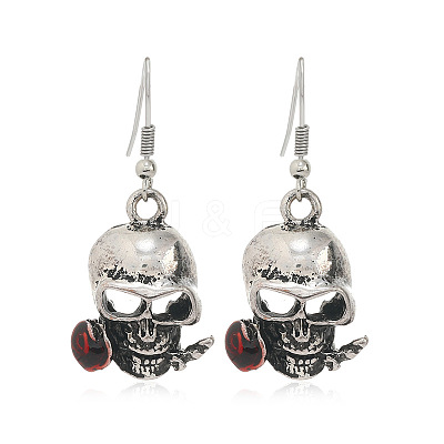 Alloy Skull with Rose Dangle Earrings EV2846-1