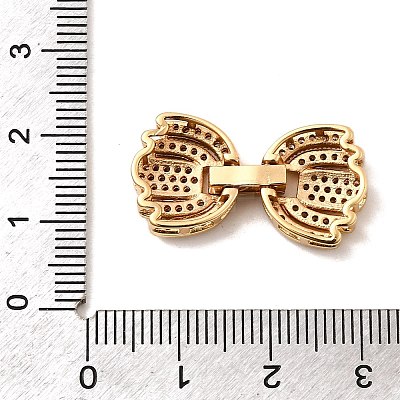 Brass Micro Pave Clear Cubic Zirconia Fold Over Clasps KK-C075-34G-1
