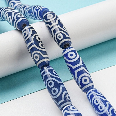 Blue Tibetan Style dZi Beads Strands TDZI-NH0001-B12-01-1
