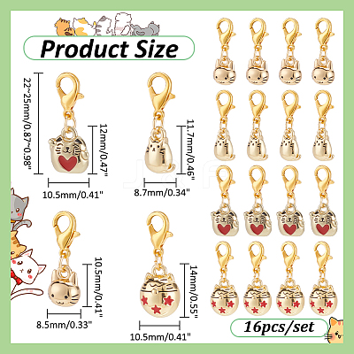 3D Cat Alloy Enamel Pendant Locking Stitch Markers HJEW-AB00554-1