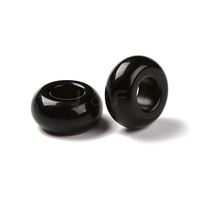 Natural Black Obsidian European Beads G-G740-14x8mm-34-1