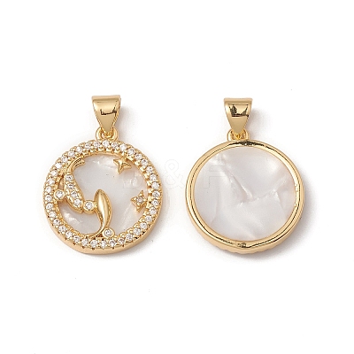 Rack Plating Brass Shell Pendants KK-D087-25G-04-1