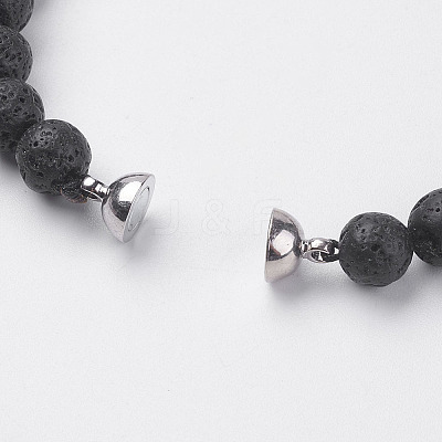 Natural Lava Rock Beads Stretch Bracelets BJEW-I241-16E-1