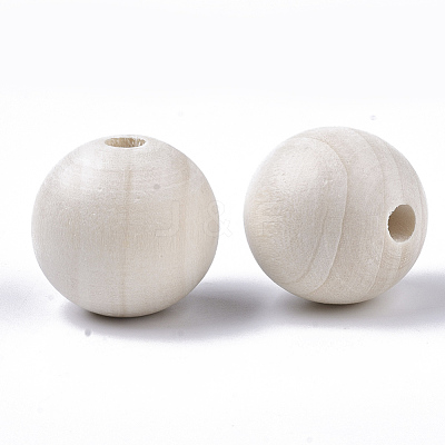 Unfinished Natural Wood Beads X-WOOD-S651-A25mm-LF-1