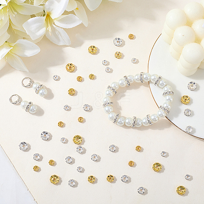 300Pcs 6 Styles Brass Rhinestone Spacer Beads RB-PA0001-02-1