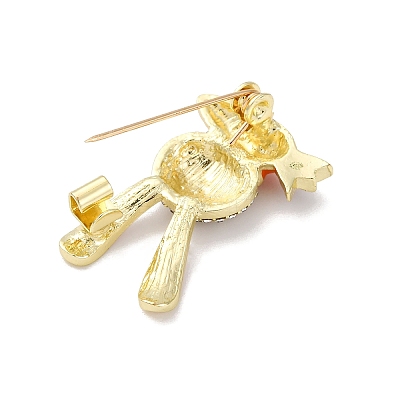 Rabbit with Carrot Zinc Alloy Rhinestone Lapel Pins for Clothes JEWB-D305-01G-1