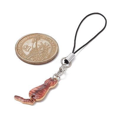 Cat Alloy Enamel Mobile Straps HJEW-JM01078-1