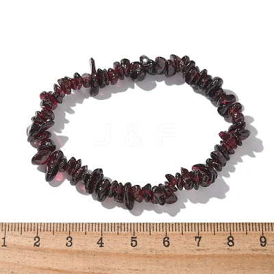 Chips Natural Garnet Beaded Stretch Bracelets BJEW-JB01826-09-1