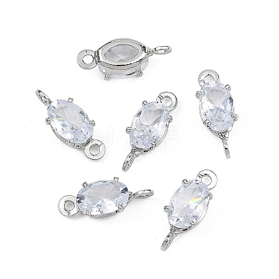 SHEGRACE Brass Pave Cubic Zirconia Oval Connector Charms XGRQ2O873-437A-P-1