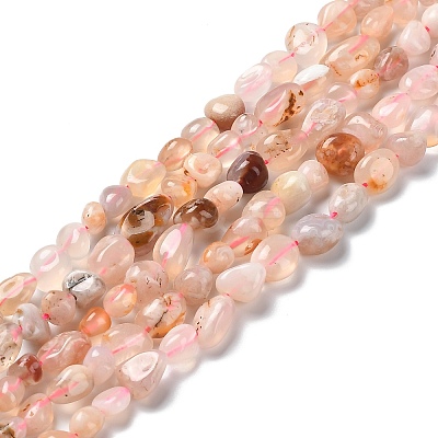 Natural Cherry Blossom Agate Beads Strands G-P497-01A-01-1
