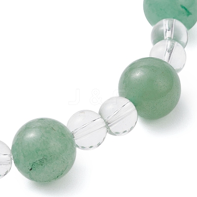 Natural Green Aventurine & Synthetic Quartz Crystal Round Beaded Stretch Bracelets BJEW-JB12246-03-1