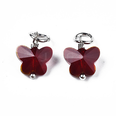 Faceted Transparent Glass Charms GLAA-T024-06H-1