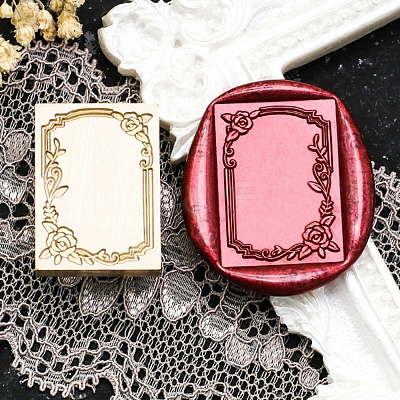 Rectangle Flower Frame Brass Stamp Heads AJEW-M037-04G-04-1