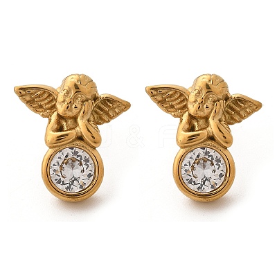 304 Stainless Steel Stud Earrings EJEW-R026-02G-1
