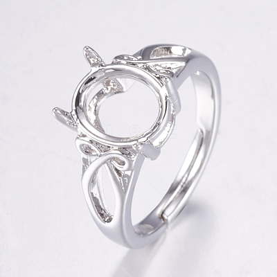 Adjustable Brass Solitaire Ring Settings KK-G330-09P-1