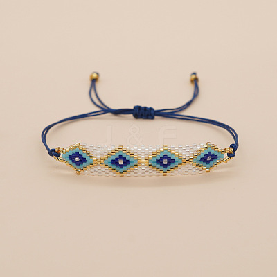 Evil Eye Glass Seed Bead Adjustable Bracelets RH2974-1-1