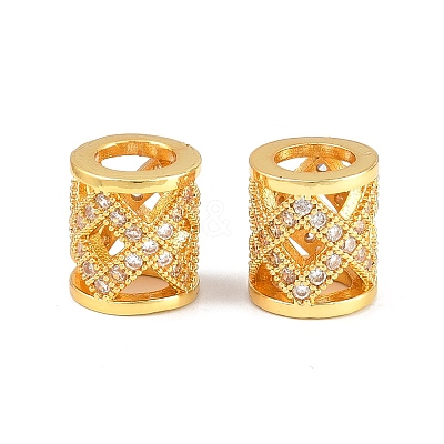 Brass Micro Pave Clear Cubic Zirconia European Beads CU-CBA6A75-25G-1