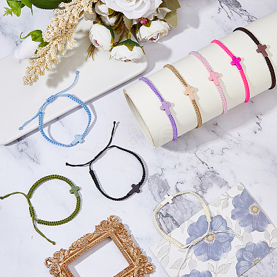 9Pcs 9 Colors Polyester Cord Braided Bead Bracelets BJEW-DC0001-20-1