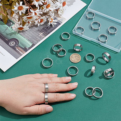 20Pcs 5 Styles 304 Stainless Steel Finger Rings for Men RJEW-UN0003-12-1