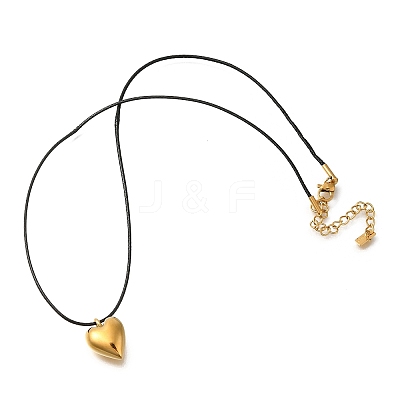 Ion Plating(IP) 304 Stainless Steel Heart Pendant Necklaces for Women NJEW-F328-17G-1