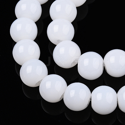 Imitation Jade Glass Beads Strands GLAA-T032-J8mm-01-1