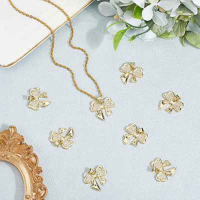 8Pcs Brass Micro Pave Cubic Zirconia Pendants KK-BBC0020-49-1