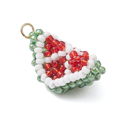 Glass Seed Beaded Fruit Pendants PALLOY-MZ00894-01-1