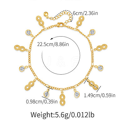 Brass Crystal Rhinestone Infinity Charm Anklets for Women FS-WG122D3-01-1