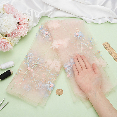 Flower Pattern Polyester Fabrics DIY-WH0622-079-1