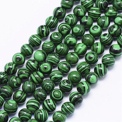 Synthetic Malachite Beads Strands G-F425-38-6mm-1