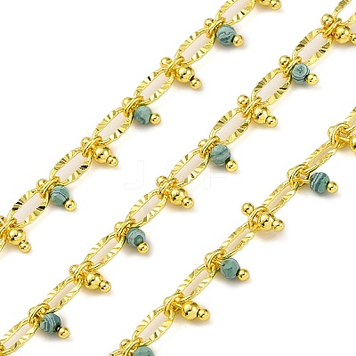 Handmade Faceted Natural Malachite Beaded Chains CHC-L050-01G-11-1
