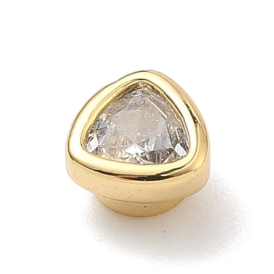 Triangle Brass Micro Pave Cubic Zirconia Cabochons KK-P345-13G-F-1