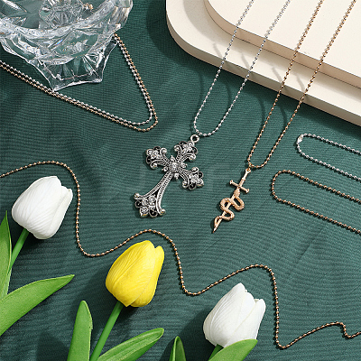 30Pcs 2 Colors Iron Ball Chain Necklace Making MAK-SP0001-06B-1