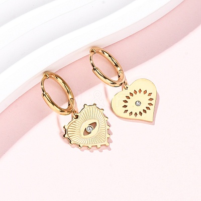 5Pcs 304 Stainless Steel Crystal Rhinestone Hoop Earrings EJEW-G447-04G-1