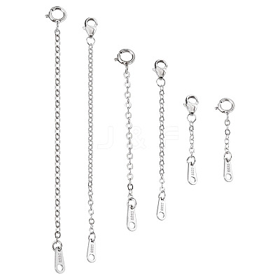 6Pcs 6 Style Sterling Silver Cable Chain Extender FIND-TA0002-40-1