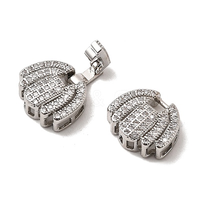 Brass Micro Pave Clear Cubic Zirconia Fold Over Clasps KK-C075-34P-1