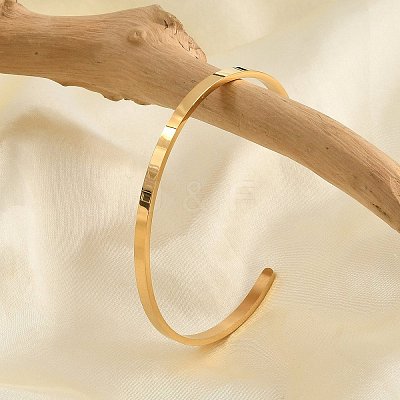 Ion Plating(IP) 304 Stainless Steel Cuff Bangles X-BJEW-K173-02G-1