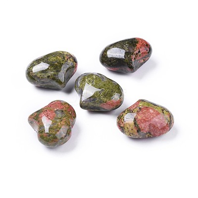 Natural Unakite Heart Love Stone G-F659-A27-1