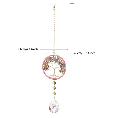 Tree of Life Hanging Crystal Prisms Suncatcher with Natural Citrine Chips PW-WG18722-01-1
