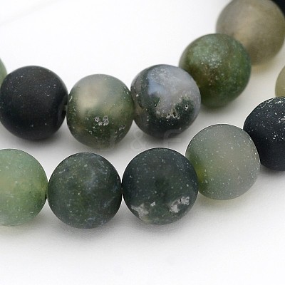 Frosted Round Natural Moss Agate Beads Strands G-J338-04-8mm-1