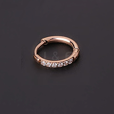 316 Stainless Steel Micro Pave Clear Cubic Zirconia Hoop Cartilage Earrings WG9FB89-02-1