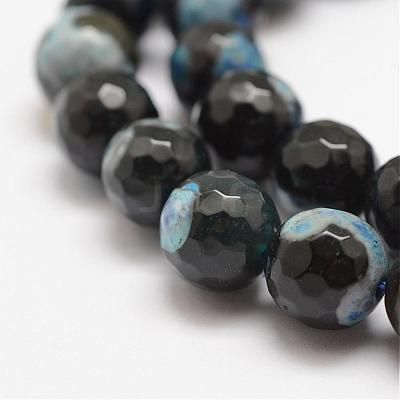 Faceted Natural Fire Crackle Agate Beads Strands G-F447-10mm-A14-1