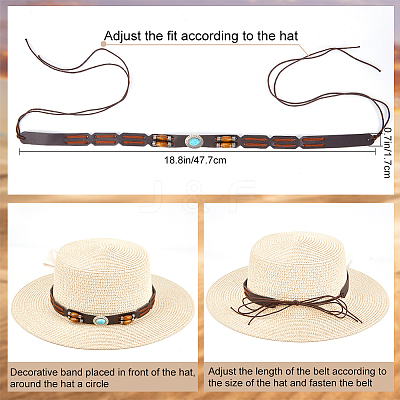 Synthetic Turquoise Oval Beaded Southwestern Cowboy Hat Belt DIY-WH0449-02-1