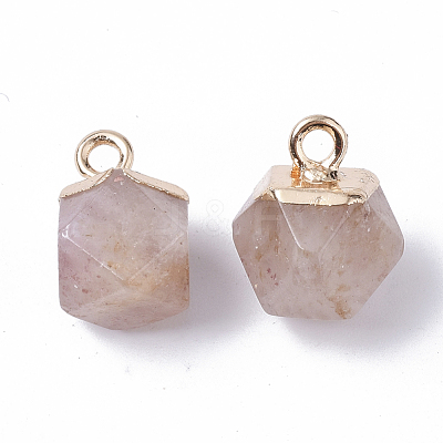 Natural Strawberry Quartz Charms X-G-S359-015E-1