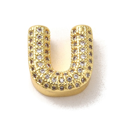 Brass Micro Pave Clear Cubic Zirconia Charms ZIRC-C009-01G-U-1