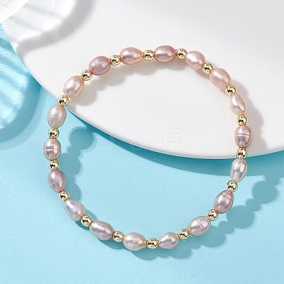 Natural Cultured Freshwater Pearl Beads Stretch Bracelets for Women BJEW-JB13540-1
