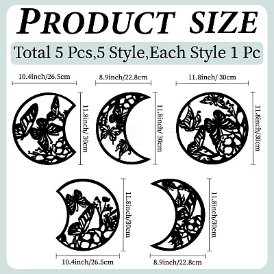 Wood Moon Phase Pendant Decoration HJEW-WH20013-001-1