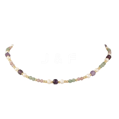 Gemstone & Natural Cultured Freshwater Pearl Beads Necklaces for Women NJEW-JN06518-03-1
