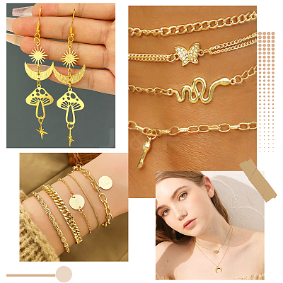300Pcs 3 Styles Rack Plating Brass Open Jump Rings KK-BBC0023-05G-1